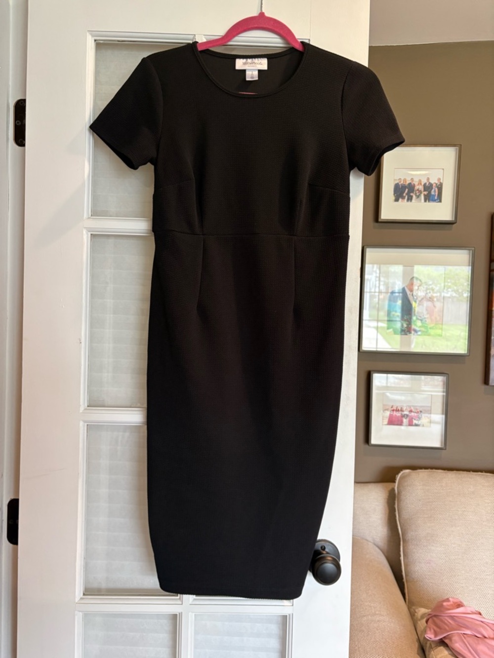 Classic Black Short-Sleeve Maternity Sheath Dress - Motherhood Maternity